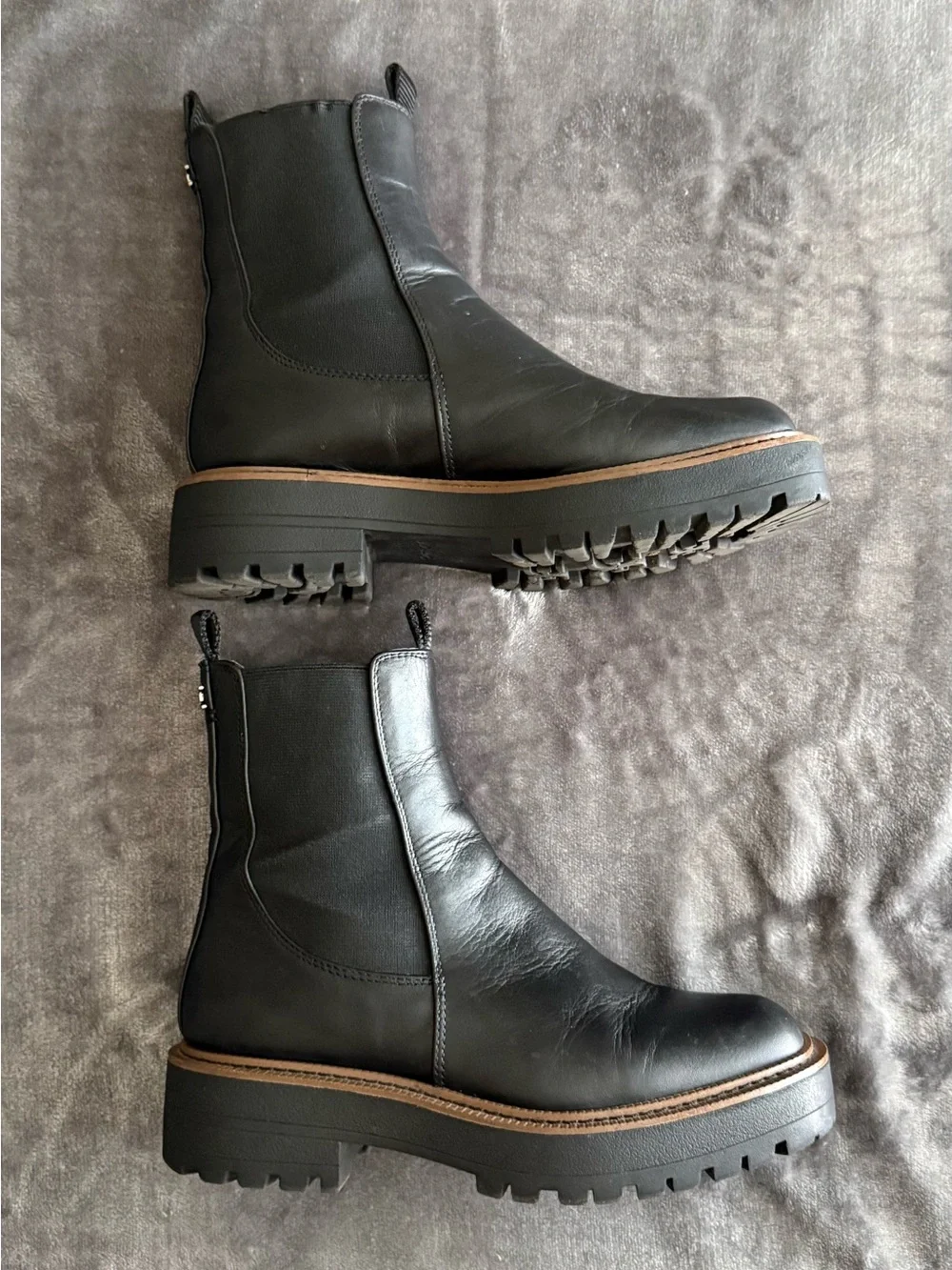 Sam Edelman Laguna Chelsea Boots Women's Size 6M Black Leather Platform Lug Sole